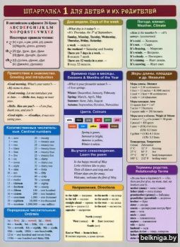 Английский язык. Шпаргалка 1 для детей и